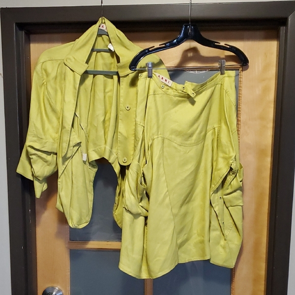 Marni Vibrant Green Jacket and Skirt Ensemble